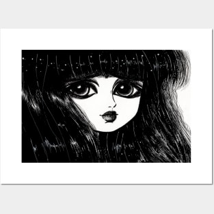 Black Hair Girl Posters and Art